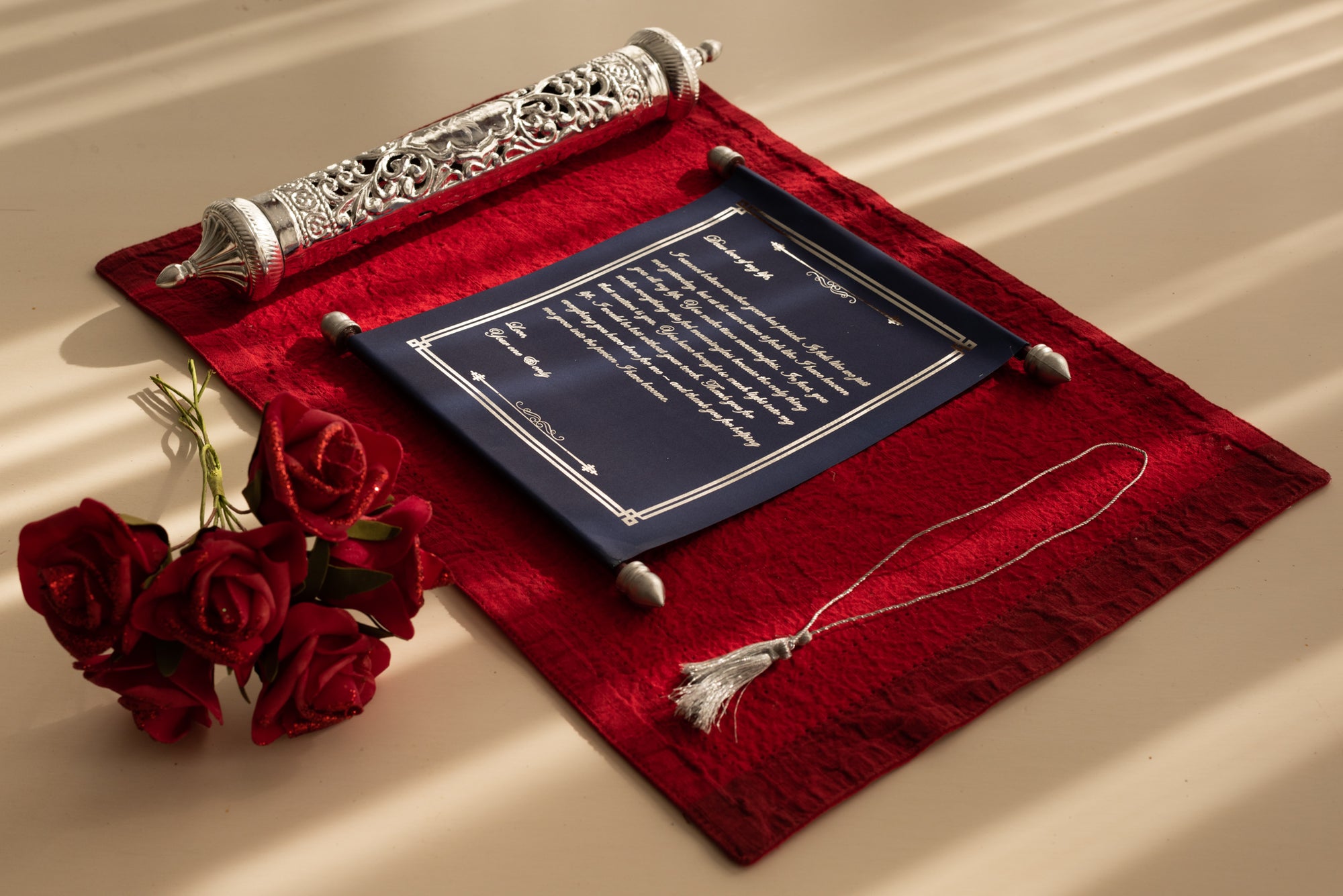 Navy Blue Scroll with Silver Case - Send a Scroll