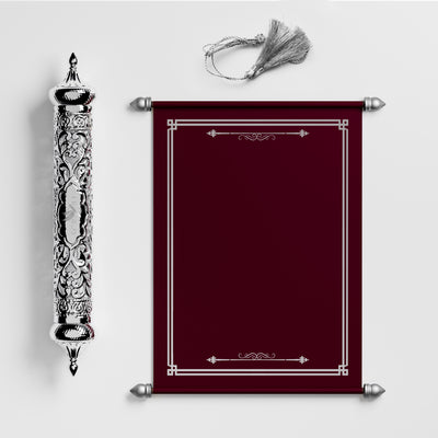 Burgundy Scroll with Silver Case